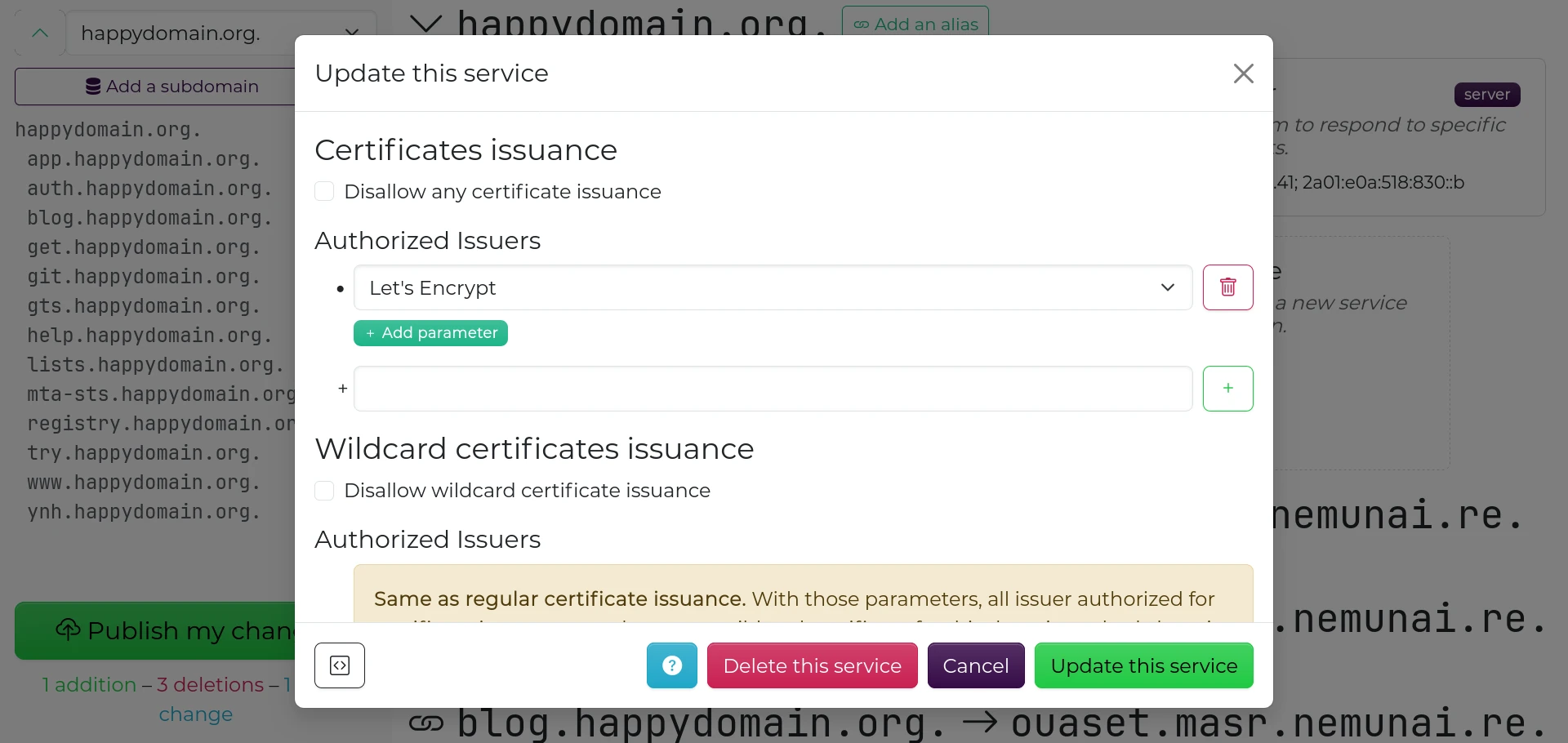 Liste des domaines, regroupés astucieusement par client